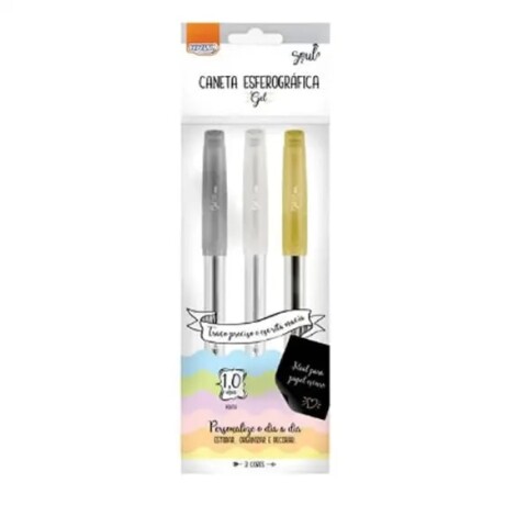 Boligrafo BRW Oro, Plata y Blanco Boligrafo BRW Oro, Plata y Blanco