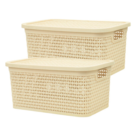 Set x2 Caja simil ratán 4 lts BEIGE