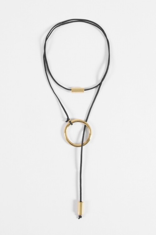 Collar cordón aro acero dorado