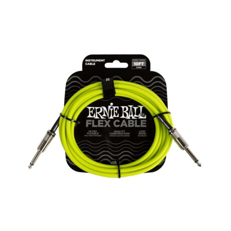 Cable Guitarra Ernie Ball Flex Straight Angle 3mts Verde