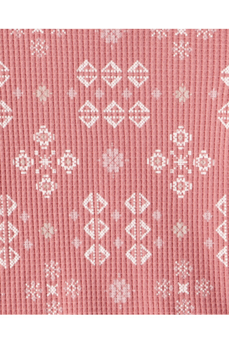 Remera de algodón térmico, rosada, diseño geométrico Sin color