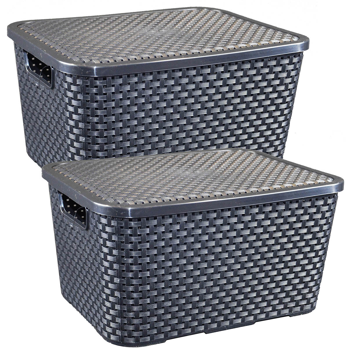 Set x2 caja simil ratán 7 lts - NEGRO 