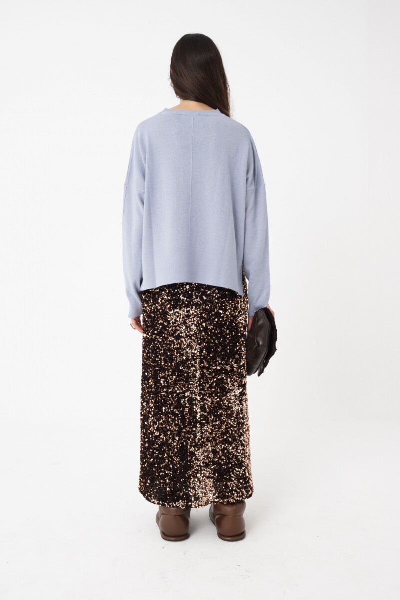 Falda midi de lentejuela Cobre