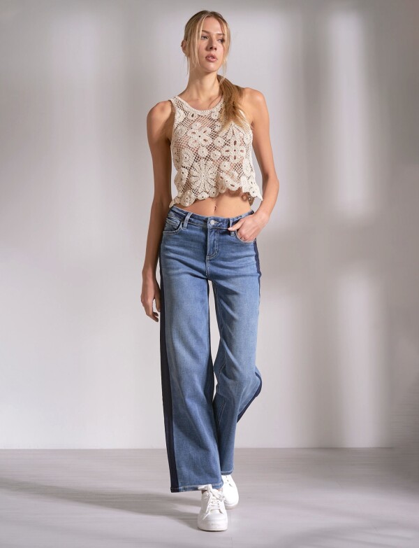 Jean Wid Leg Con Franja Lateral JEAN