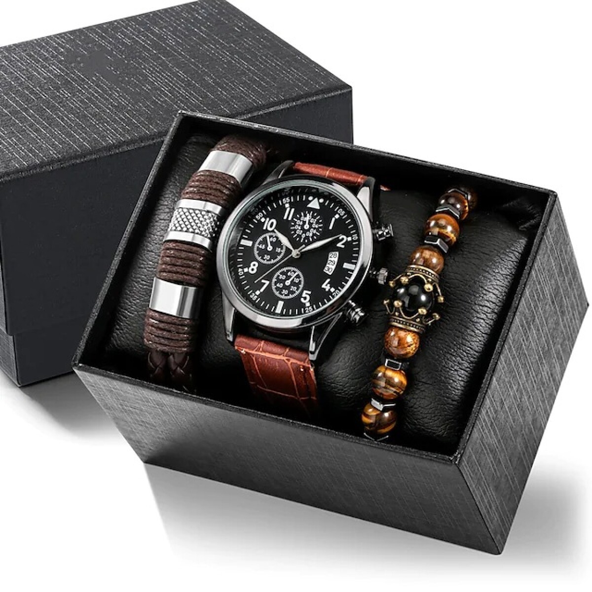 Set De Reloj Masculino Doble Corona 