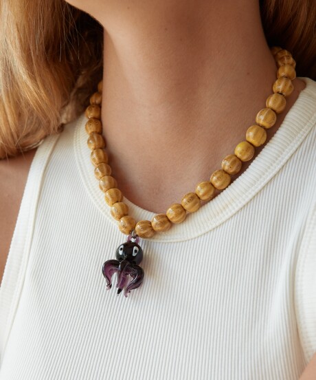 COLLAR PULPO (CERÁMICA Y VIDRIO) AMARILLO/PÚRPURA