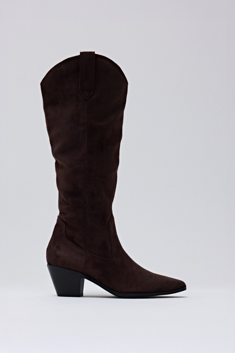 Bota caña alta de suede - chocolate 