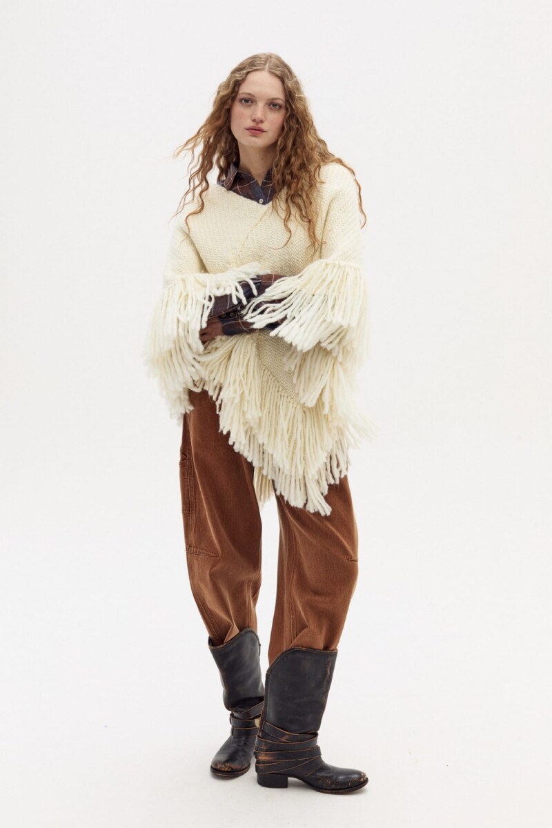 Poncho Fun en lana merino Natural