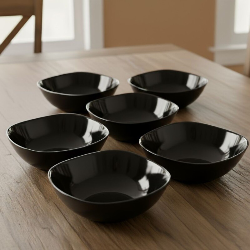 Set x6 Bowl semi cuadrado 480ml Opalina NEGRO