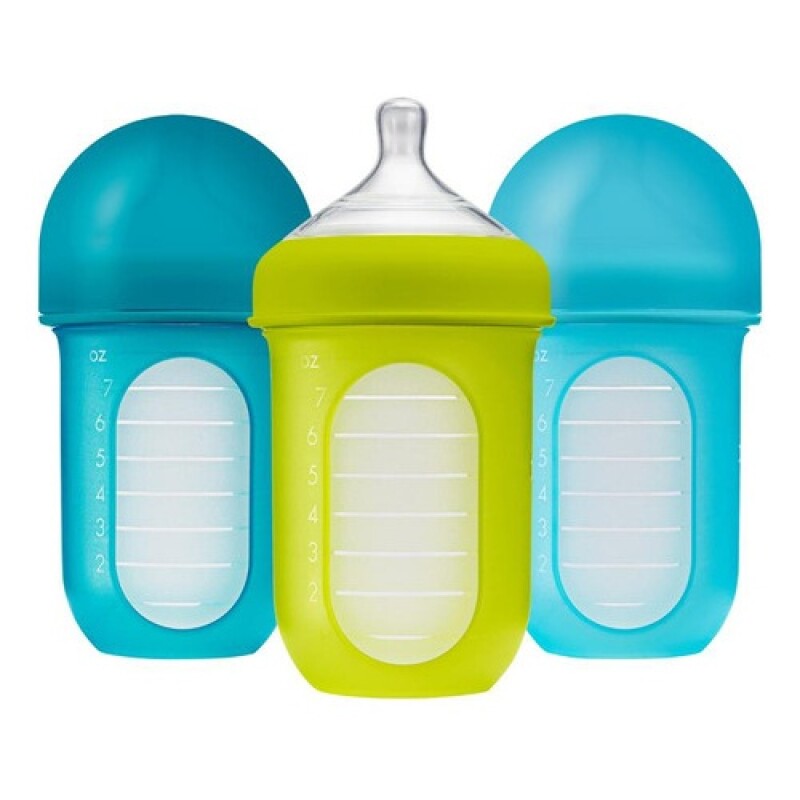 Pack x3 mamaderas Boon Nursh 236ml cada 1 anti cólicos Celeste/Verde