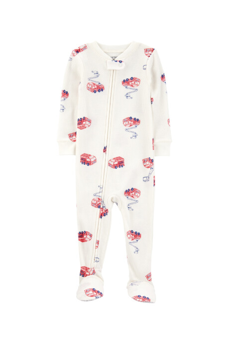 Pijama térmico una pieza de algodón, con pie, diseño bomberos. Talles 2-5T Pijama térmico una pieza de algodón, con pie, diseño bomberos. Talles 2-5T