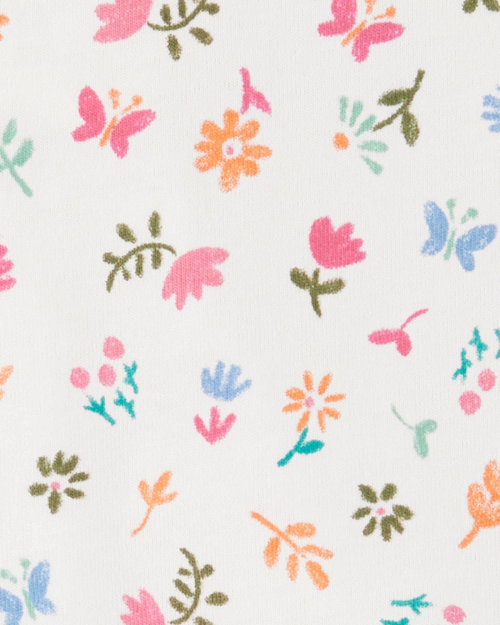 Set dos piezas de algodón, short y body con volados, diseño floral Set dos piezas de algodón, short y body con volados, diseño floral