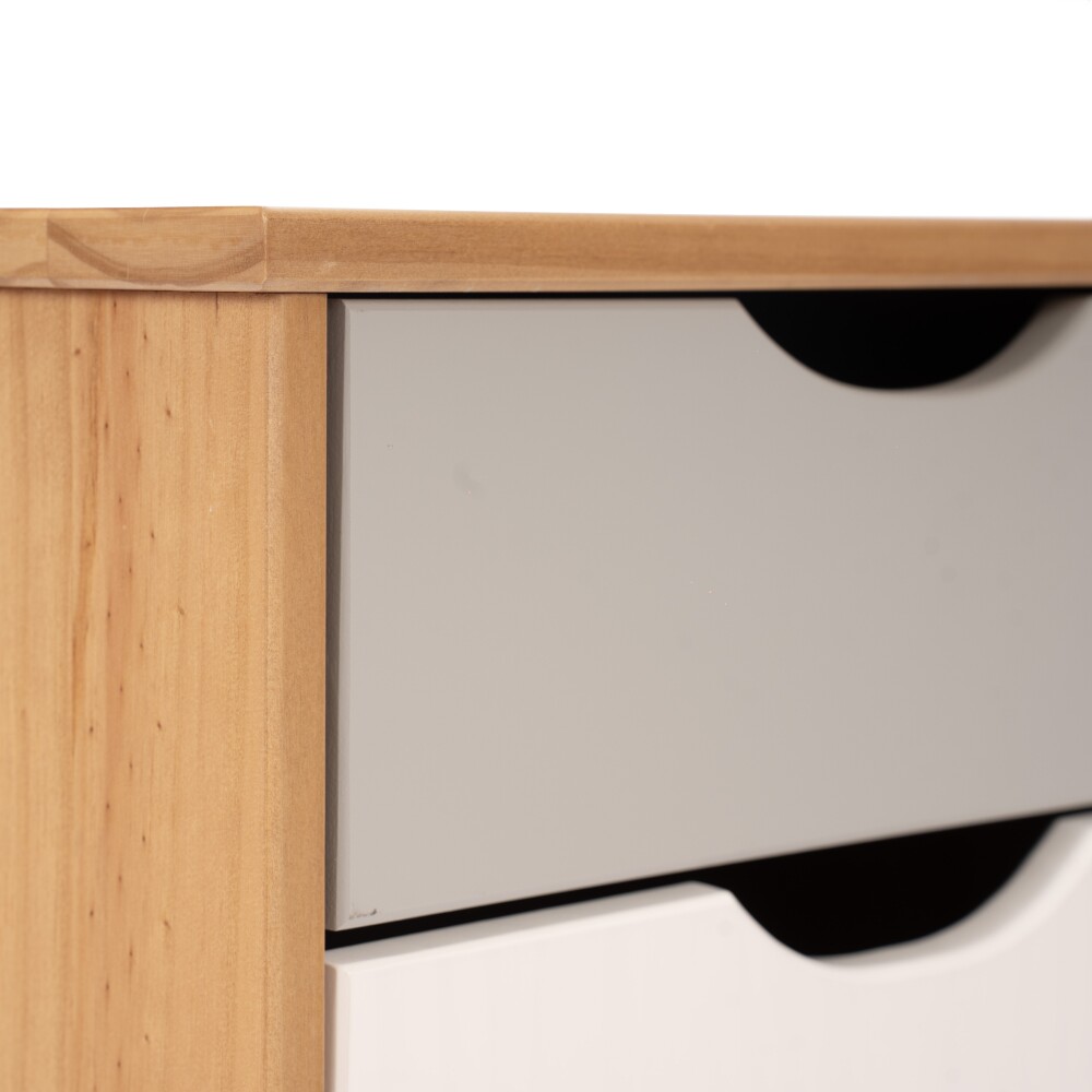 Mesa de Luz - 1 puerta - 1 cajón - Línea Nórdica Roble/Gris Claro/Blanco