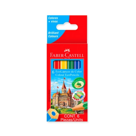 Lápices de Colores Cortos FABER CASTELL x6 Lápices de Colores Cortos FABER CASTELL x6