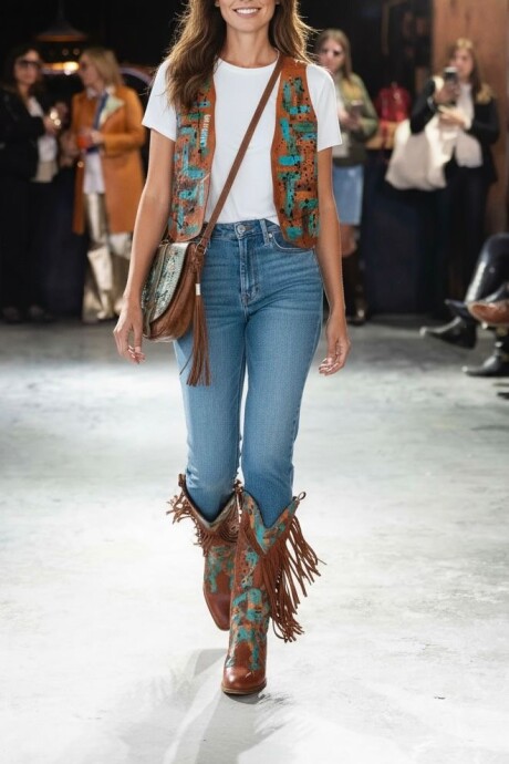 Botas Keira Terra Con Flecos Y Arte Botas Keira Terra Con Flecos Y Arte