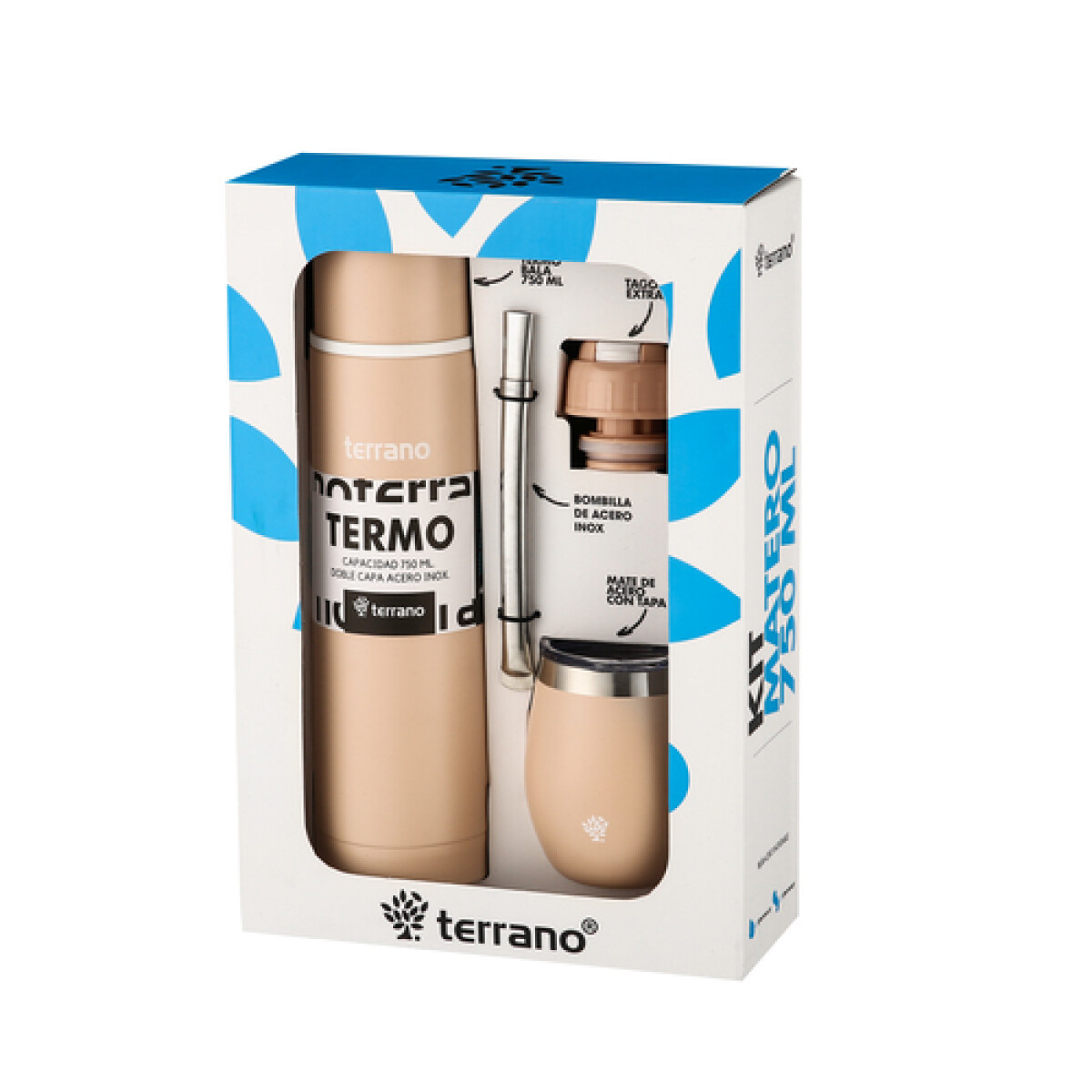 Kit Termo Bala + Mate con bombilla - Rosado 