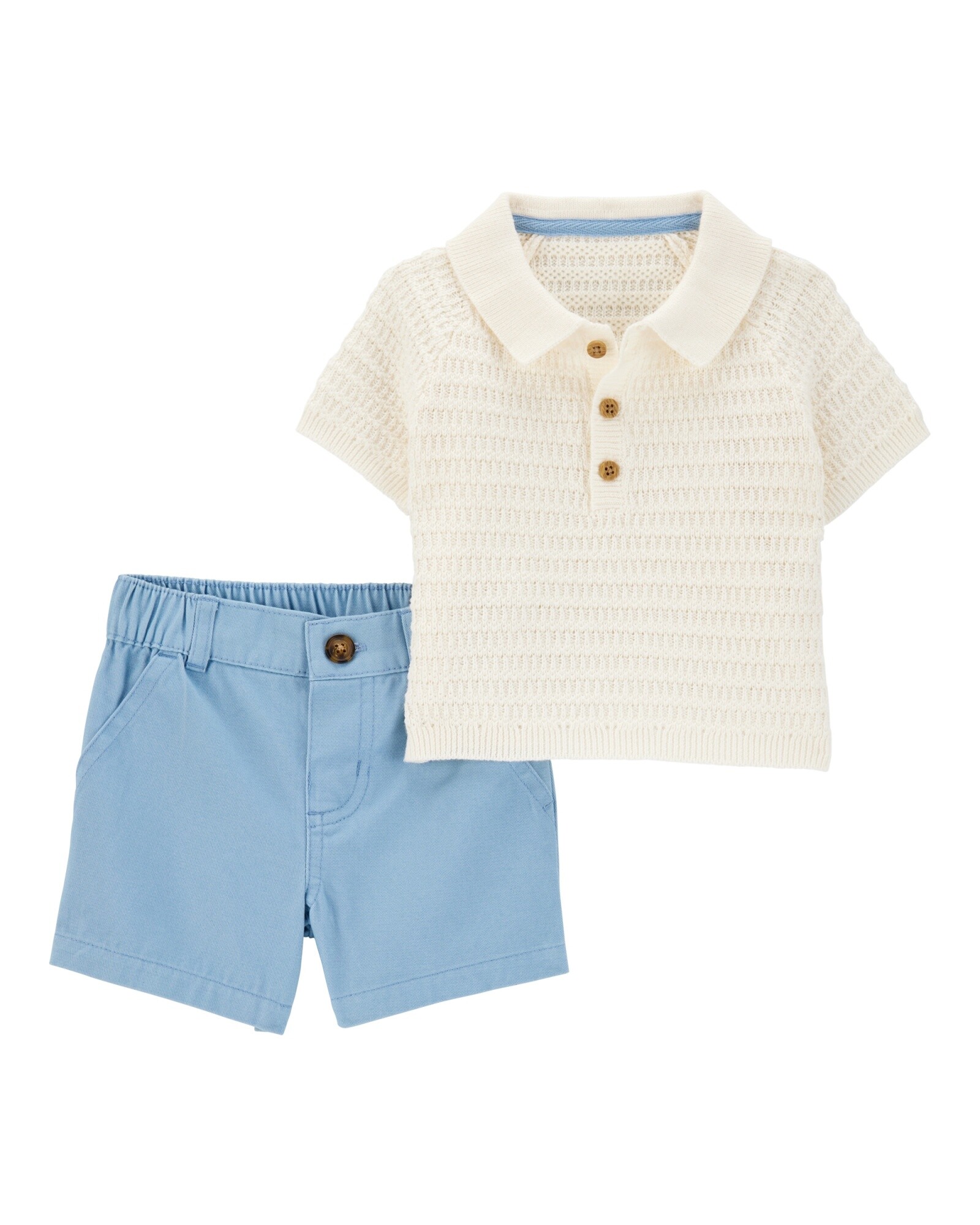 Set dos piezas de algodón, short y body polo Sin color