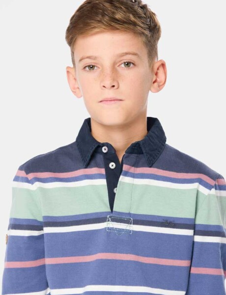 REMERA POLO RAYADA Azul