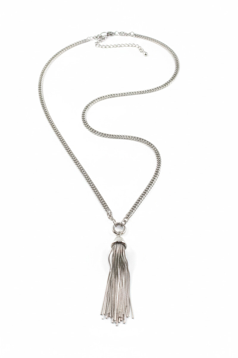 Collar de acero con dije - plateado 