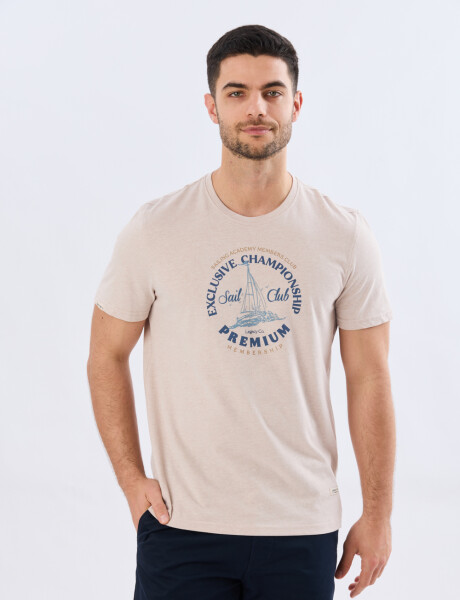 REMERA ESTAMPADA DE ALGODÓN Beige