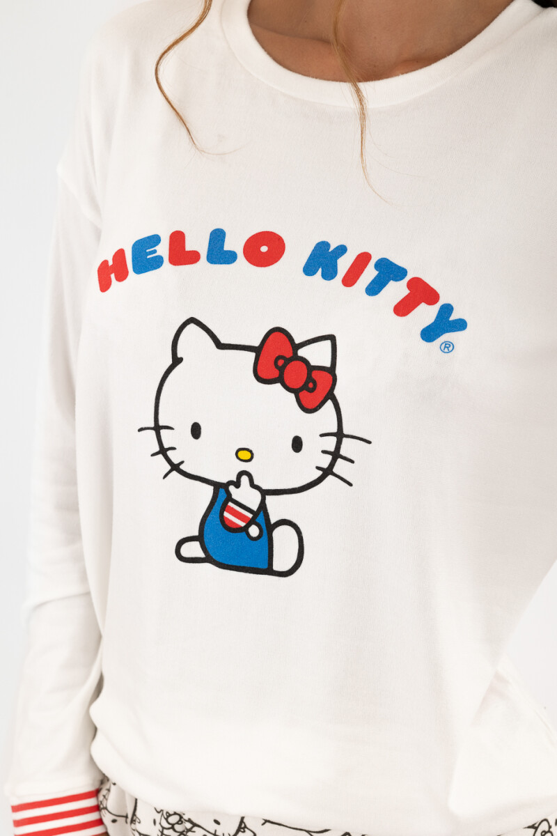 Pijama hello kitty stripes Blanco