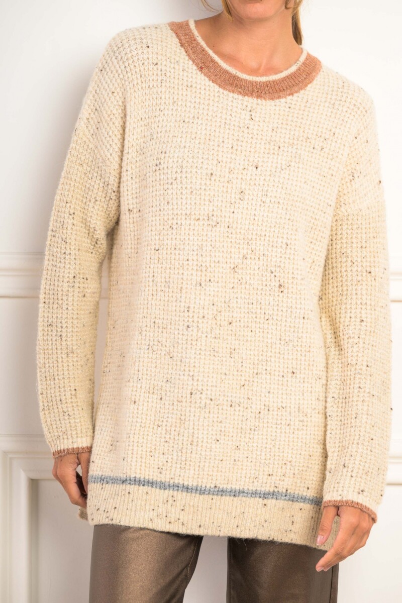 Sweater Textura Combinado - Beige Melange 