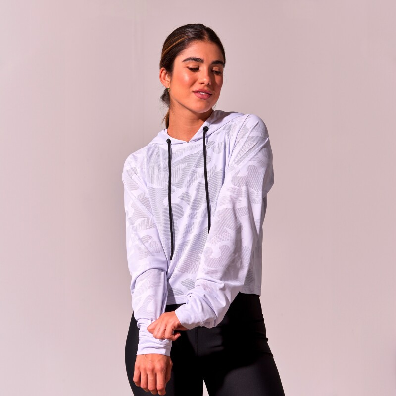 Abrigo Hoody Mesh Crhistie de Mujer Blanco