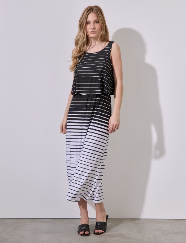 Vestido Maxi Print NEGRO/BLANCO