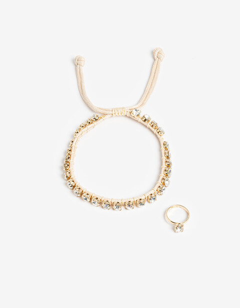 Tobilleras Strass Tobilleras Set - Blanco Crema