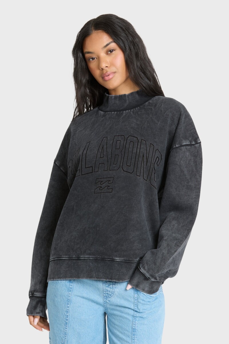 SWEATER SUND WASHED MOCK NECK CREW FLC J-negro