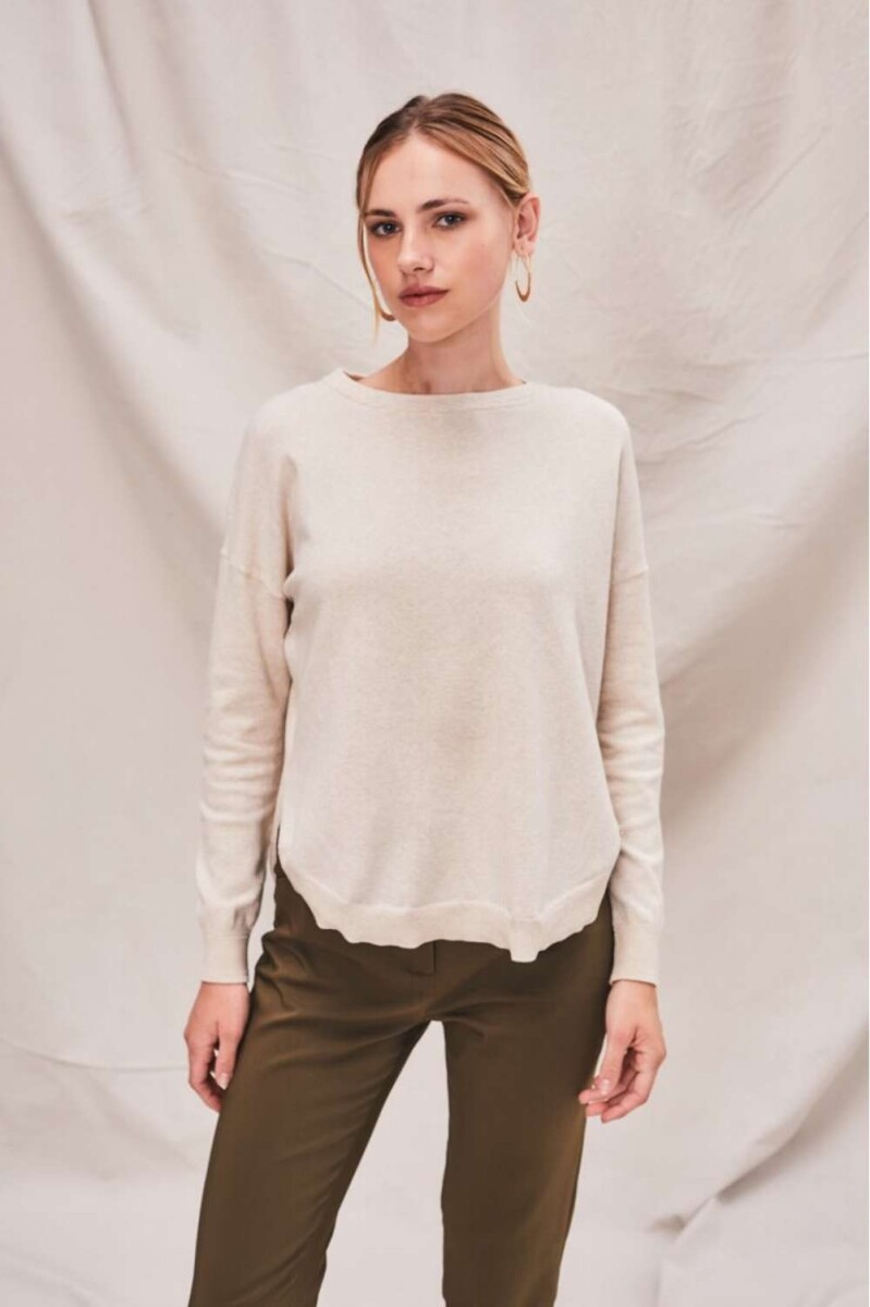 Sweater Algodon Elastano - Beige Melange 