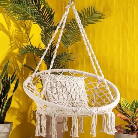 Silla Colgante / Hamaca Blanca Algodón Ø 95cm x Alto 195cm Silla Colgante / Hamaca Blanca Algodón Ø 95cm x Alto 195cm