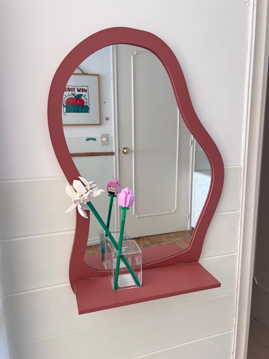Espejo decorativo con estante - Terracota 