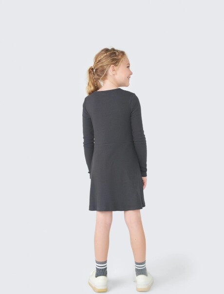 VESTIDO INFANTIL REGULAR GRIS OSCURO