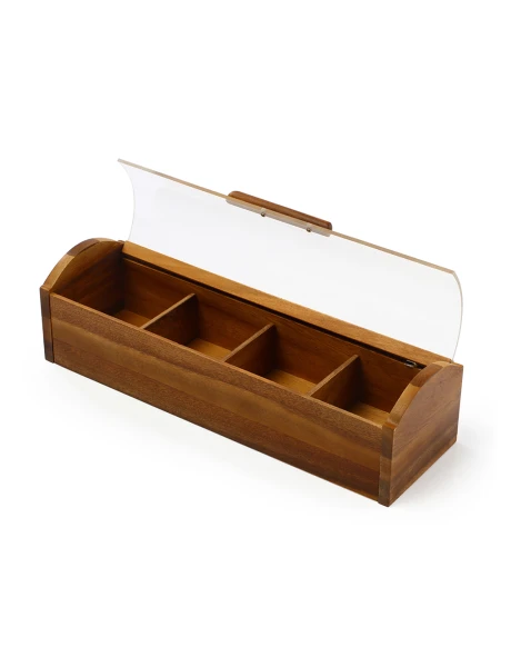 CAJA TE MADERA 4 DIVISIONES C/ TAPA ACRILICO 10.5X31.5X10CM CAJA TE MADERA 4 DIVISIONES C/ TAPA ACRILICO 10.5X31.5X10CM