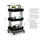 Carro organizador 3 estantes con ruedas NEGRO