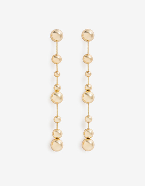 Aros Colgantes Largos Metal Aros Colgantes Largos, Metal Balls - Dorado
