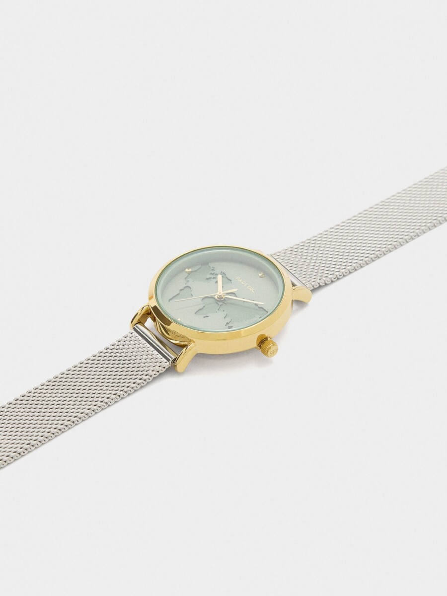 Reloj Con Esfera Mapamundi bicolor