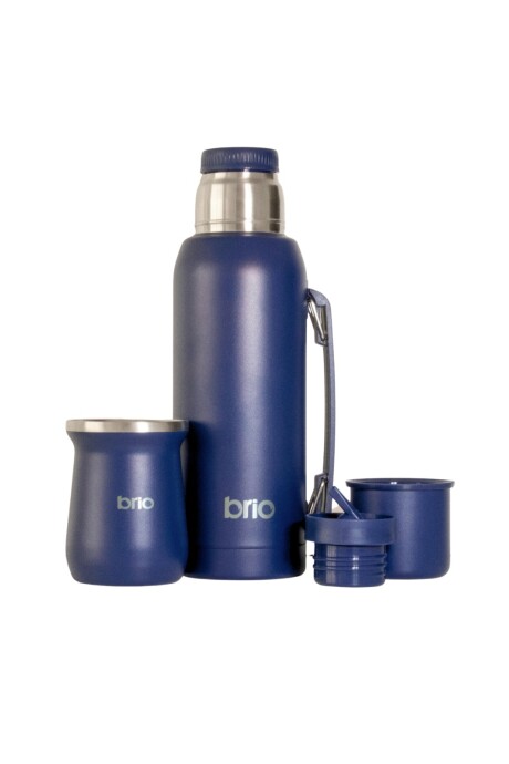Set De Termo 1 Litro Y Mate Diseño Clásico brio Acero Inox Azul
