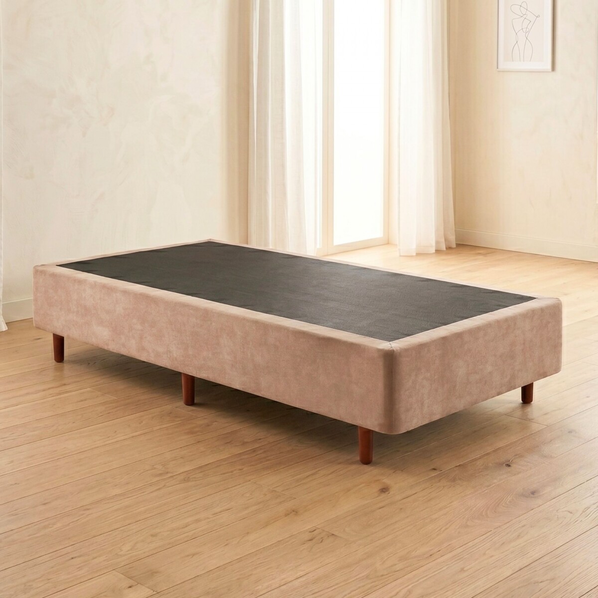 Base Sommier 1 Plaza - Mannes - Beige 