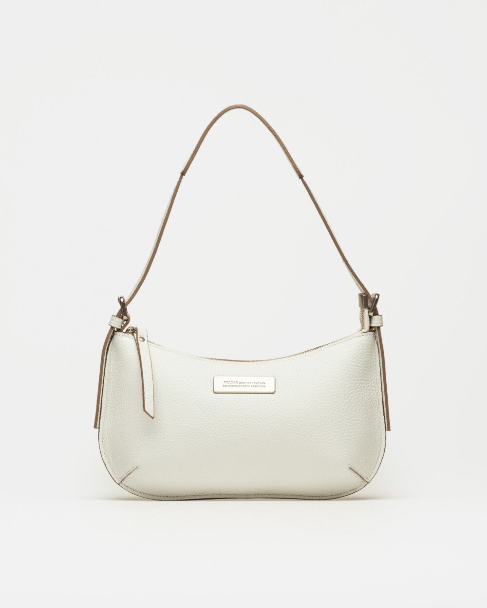 Cartera al hombro Mia en cuero graneado Blanco