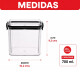 Pote hermético cuadrado 700 ml TRANSPARENTE