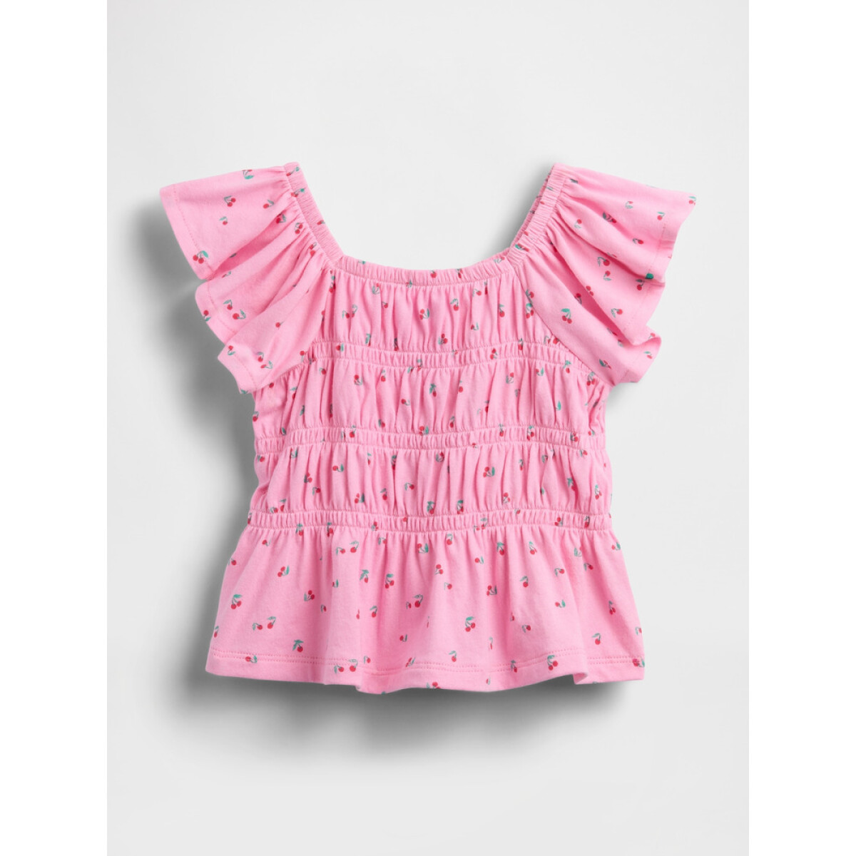 SS FLTR SMOCKED JSY TOP - MARCH - PARISIAN PINK 