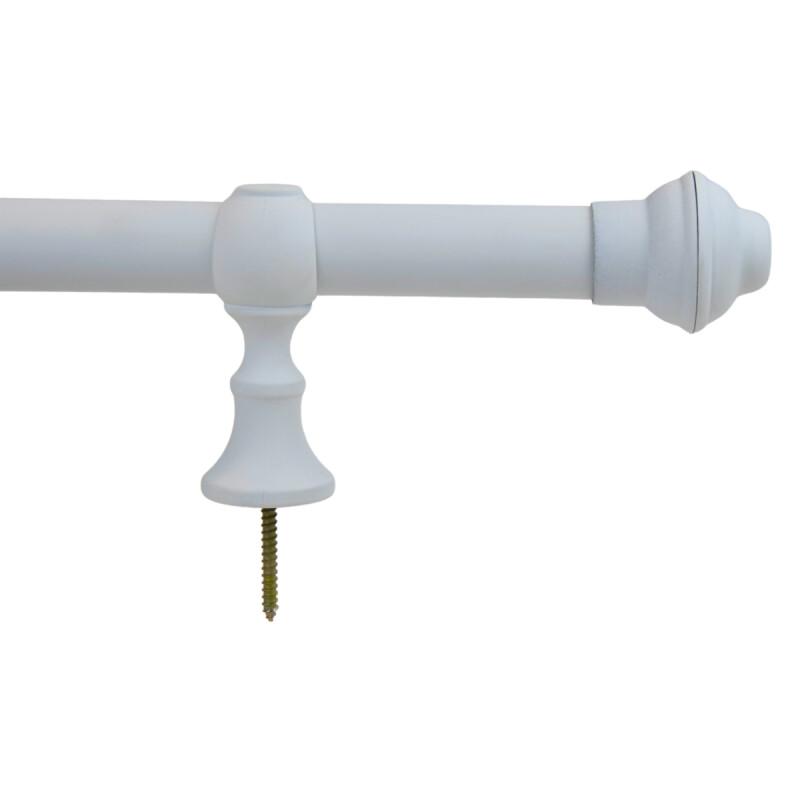 Barrote Cortina Palo Metal 3,00m 28mm + 3 soporte BLANCO MATE