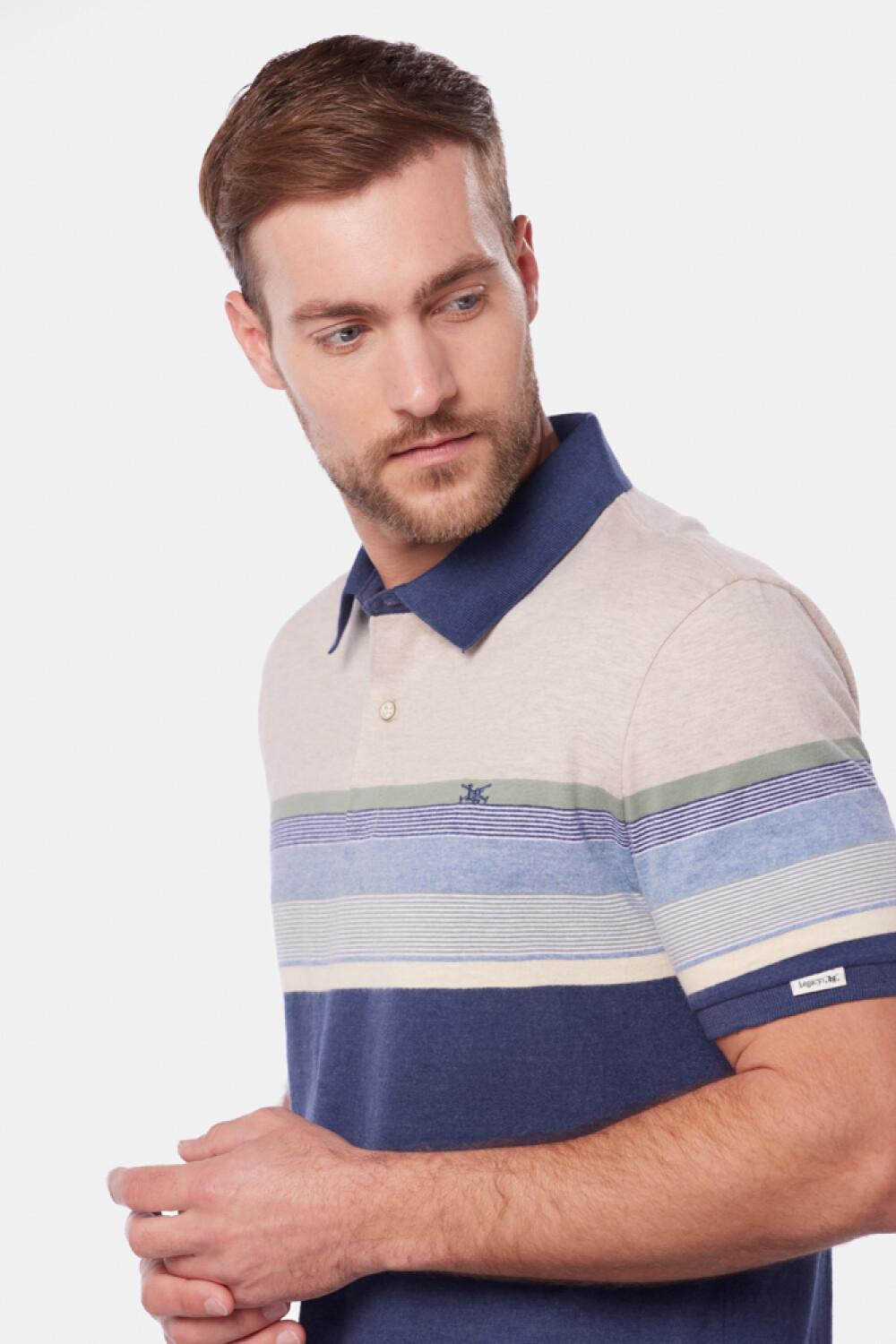 REMERA POLO JERSEY RAYADA Azul