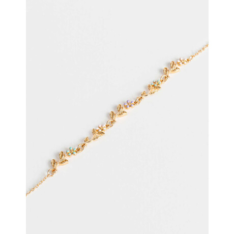 Collares Cortos Con flores Dorado