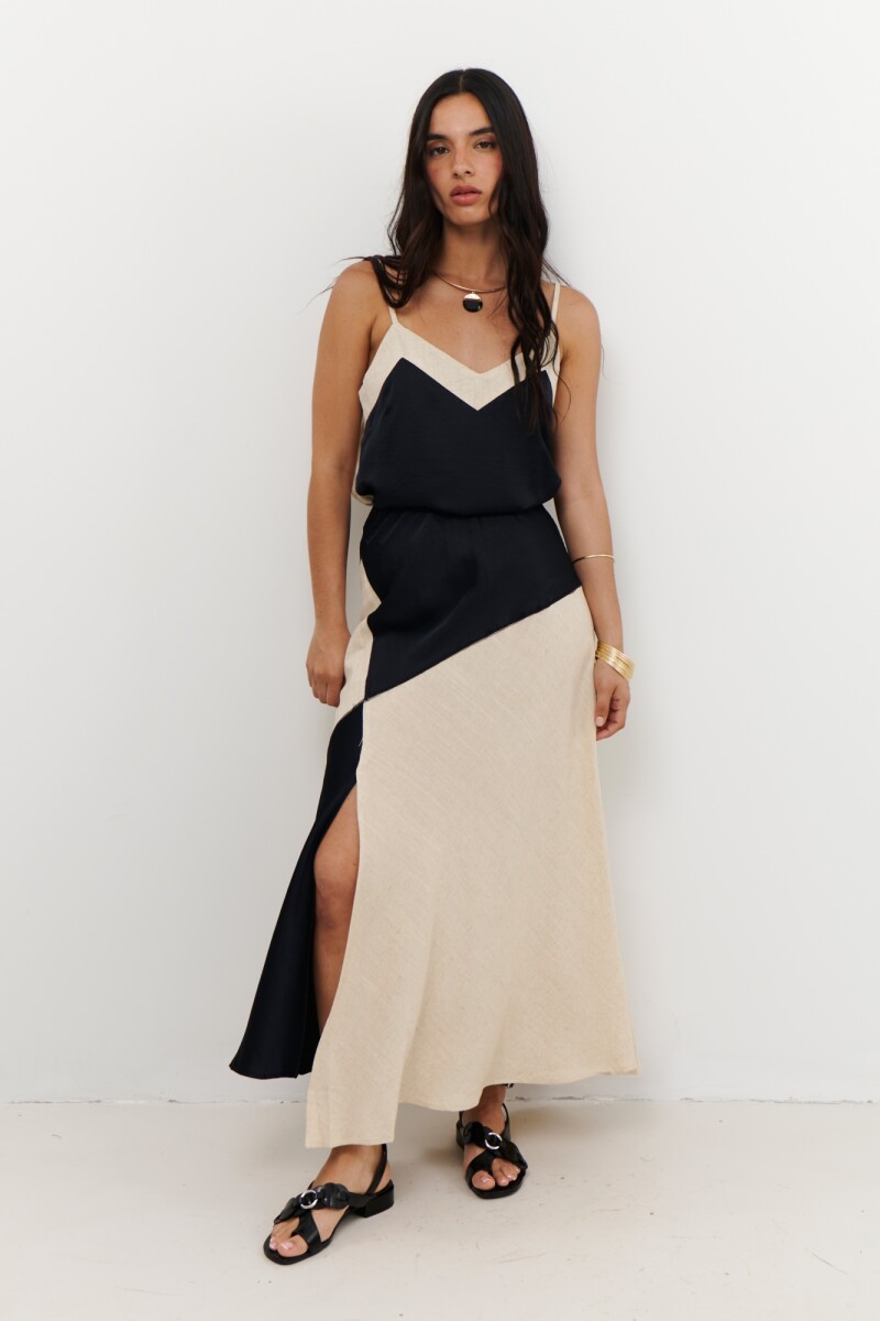 FALDA LINO SATEN NEGRO