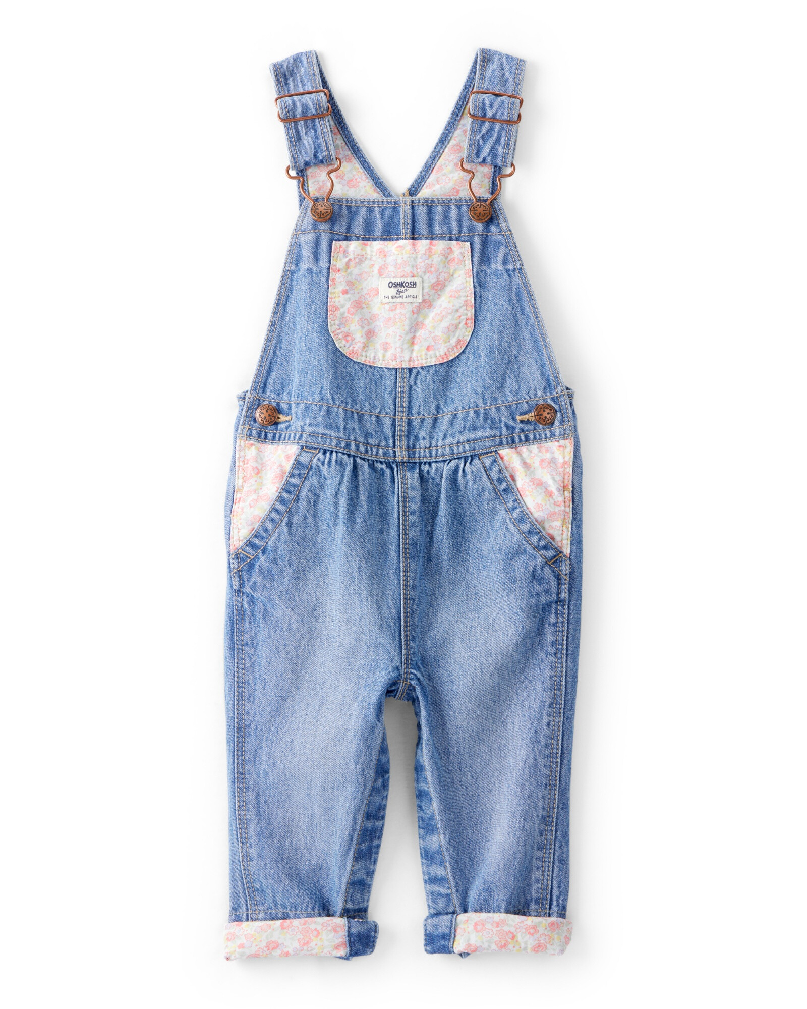 Enterito jean con parches florales. Talles 3-24M Sin color