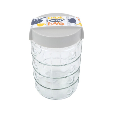 Frasco De Vidrio Labrado Con Tapa Gris 1.35L Herevin Frasco De Vidrio Labrado Con Tapa Gris 1.35L Herevin