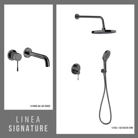 GRIFERIA CROMO BRILLO JUEGO DUCHA Y LAVATORIO PARA BAÑO GRAFITO-GUNMETAL